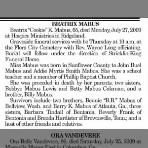 Obituary for Beatrix K. MABUS